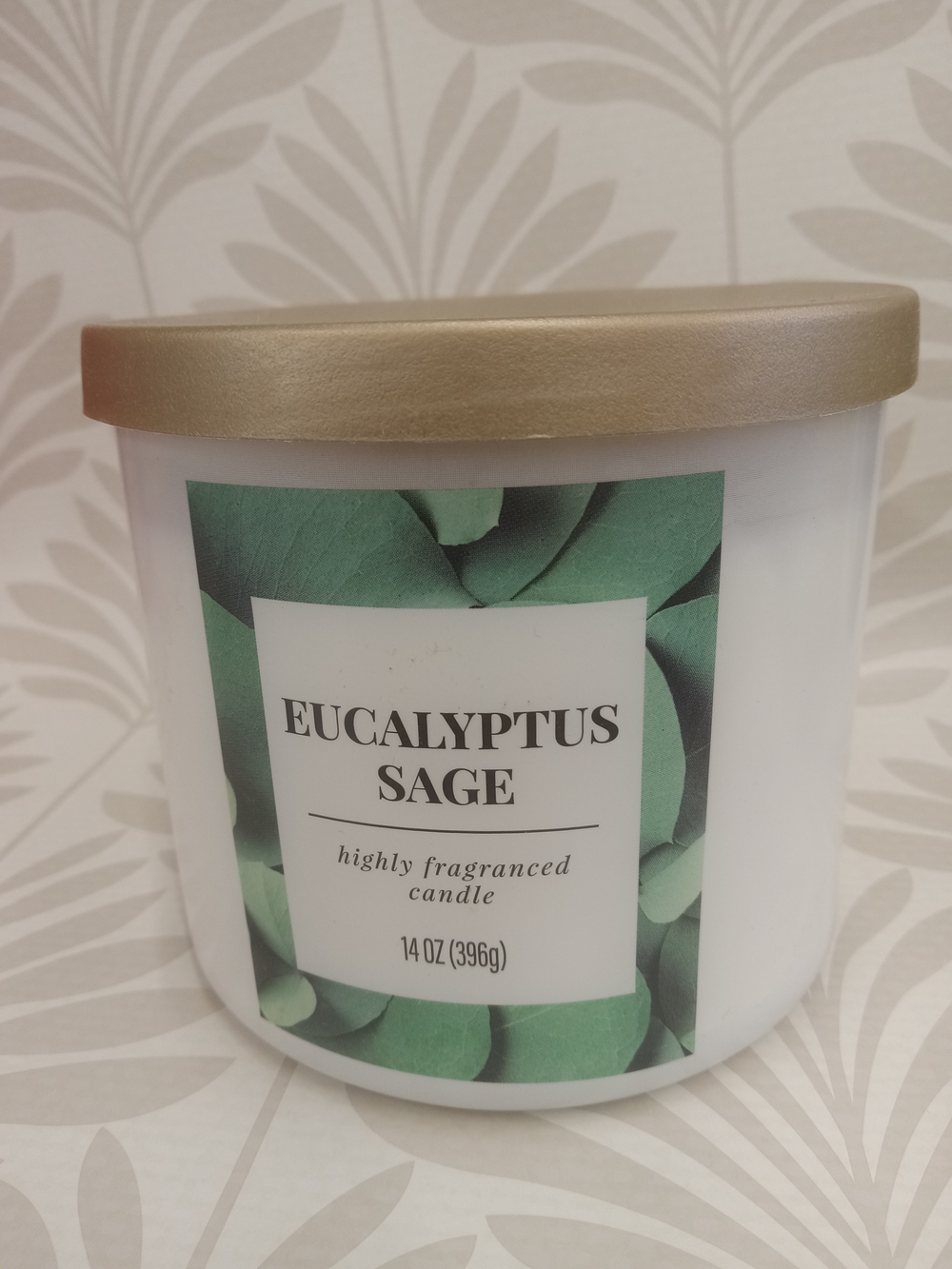 Eucalyptus Sage Highly Fragranced Candle - White & Green